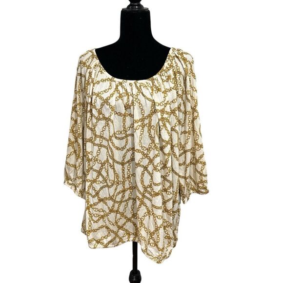 Michael Kors Chain Print Blouse in Cream and Gold NWT - Picture 5 of 6